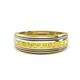 1 - Zaid 0.50 ctw (2.40 mm) Round Yellow Diamond Two Toned and High Polished Edges Men Wedding Band 