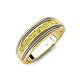 4 - Zaid 0.50 ctw (2.40 mm) Round Yellow Diamond Two Toned and High Polished Edges Men Wedding Band 