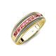 4 - Zaid 0.35 ctw (2.40 mm) Round Pink Tourmaline Two Toned and High Polished Edges Men Wedding Band 