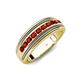 4 - Zaid 0.63 ctw (2.40 mm) Round Red Garnet Two Toned and High Polished Edges Men Wedding Band 