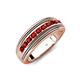 4 - Zaid 0.63 ctw (2.40 mm) Round Red Garnet Two Toned and High Polished Edges Men Wedding Band 