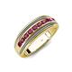 4 - Zaid 0.63 ctw (2.40 mm) Round Rhodolite Garnet Two Toned and High Polished Edges Men Wedding Band 