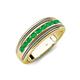 4 - Zaid 0.35 ctw (2.40 mm) Round Emerald Two Toned and High Polished Edges Men Wedding Band 