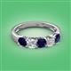 2 - Wendy 2.06 ctw (4.00 mm) Cushion Shape Lab Created Blue Sapphire and Lab Grown Diamond Side Gallery 5 Stone Wedding Band 