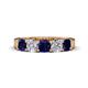 1 - Wendy 2.06 ctw (4.00 mm) Cushion Shape Lab Created Blue Sapphire and Lab Grown Diamond Side Gallery 5 Stone Wedding Band 