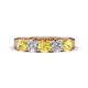 1 - Wendy 2.06 ctw (4.00 mm) Cushion Shape Lab Created Yellow Sapphire and Lab Grown Diamond Side Gallery 5 Stone Wedding Band 