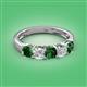 2 - Wendy 1.64 ctw (4.00 mm) Cushion Shape Lab Created Emerald and Lab Grown Diamond Side Gallery 5 Stone Wedding Band 