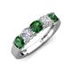 3 - Wendy 1.64 ctw (4.00 mm) Cushion Shape Lab Created Emerald and Lab Grown Diamond Side Gallery 5 Stone Wedding Band 