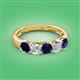 2 - Wendy 2.06 ctw (4.00 mm) Cushion Shape Lab Created Blue Sapphire and Lab Grown Diamond Side Gallery 5 Stone Wedding Band 