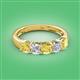 2 - Wendy 2.06 ctw (4.00 mm) Cushion Shape Lab Created Yellow Sapphire and Lab Grown Diamond Side Gallery 5 Stone Wedding Band 