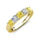 3 - Wendy 2.06 ctw (4.00 mm) Cushion Shape Lab Created Yellow Sapphire and Lab Grown Diamond Side Gallery 5 Stone Wedding Band 