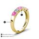 4 - Wendy 2.06 ctw (4.00 mm) Cushion Shape Lab Created Pink Sapphire and Lab Grown Diamond Side Gallery 5 Stone Wedding Band 