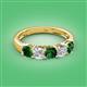 2 - Wendy 1.64 ctw (4.00 mm) Cushion Shape Lab Created Emerald and Lab Grown Diamond Side Gallery 5 Stone Wedding Band 