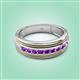 3 - Zaid 0.35 ctw (2.40 mm) Round Amethyst Two Toned and High Polished Edges Men Wedding Band 