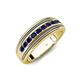 4 - Zaid 0.55 ctw (2.40 mm) Round Blue Sapphire Two Toned and High Polished Edges Men Wedding Band 