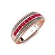 4 - Zaid 0.55 ctw (2.40 mm) Round Ruby Two Toned and High Polished Edges Men Wedding Band 