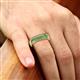 6 - Zaid 0.63 ctw (2.40 mm) Round Green Garnet Two Toned and High Polished Edges Men Wedding Band 