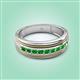 3 - Zaid 0.63 ctw (2.40 mm) Round Green Garnet Two Toned and High Polished Edges Men Wedding Band 
