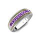 4 - Zaid 0.35 ctw (2.40 mm) Round Amethyst Two Toned and High Polished Edges Men Wedding Band 