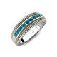 4 - Zaid 0.50 ctw (2.40 mm) Round Blue Diamond Two Toned and High Polished Edges Men Wedding Band 