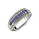 4 - Zaid 0.35 ctw (2.40 mm) Round Iolite Two Toned and High Polished Edges Men Wedding Band 