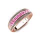 4 - Zaid 0.55 ctw (2.40 mm) Round Pink Sapphire Two Toned and High Polished Edges Men Wedding Band 
