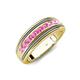 4 - Zaid 0.55 ctw (2.40 mm) Round Pink Sapphire Two Toned and High Polished Edges Men Wedding Band 
