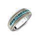 4 - Zaid 0.50 ctw (2.40 mm) Round London Blue Topaz Two Toned and High Polished Edges Men Wedding Band 