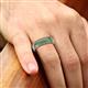 6 - Zaid 0.63 ctw (2.40 mm) Round Green Garnet Two Toned and High Polished Edges Men Wedding Band 
