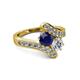 2 - Eleni 2.20 ctw (5.80 mm) Lab Grown Diamond and Blue Sapphire with Side Natural Diamond Bypass Ring 