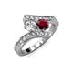 3 - Eleni 2.20 ctw (5.80 mm) Lab Grown Diamond and Ruby with Side Natural Diamond Bypass Ring 