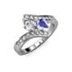 3 - Eleni 2.17 ctw (5.80 mm) Lab Grown Diamond and Tanzanite with Side Natural Diamond Bypass Ring 