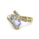 1 - Eleni 2.17 ctw (5.80 mm) Lab Grown Diamond and Tanzanite with Side Natural Diamond Bypass Ring 