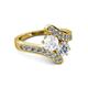 2 - Eleni 2.19 ctw (5.80 mm) Lab Grown Diamond and White Sapphire with Side Natural Diamond Bypass Ring 
