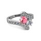 2 - Eleni 2.17 ctw (5.80 mm) Lab Grown Diamond and Pink Tourmaline with Side Natural Diamond Bypass Ring 