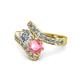 1 - Eleni 2.17 ctw (5.80 mm) Lab Grown Diamond and Pink Tourmaline with Side Natural Diamond Bypass Ring 