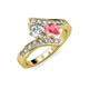 3 - Eleni 2.17 ctw (5.80 mm) Lab Grown Diamond and Pink Tourmaline with Side Natural Diamond Bypass Ring 