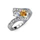 3 - Eleni 2.17 ctw (5.80 mm) Lab Grown Diamond and Citrine with Side Natural Diamond Bypass Ring 