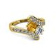 2 - Eleni 2.17 ctw (5.80 mm) Lab Grown Diamond and Citrine with Side Natural Diamond Bypass Ring 