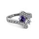 2 - Eleni 2.17 ctw (5.80 mm) Lab Grown Diamond and Iolite with Side Natural Diamond Bypass Ring 