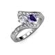 3 - Eleni 2.17 ctw (5.80 mm) Lab Grown Diamond and Iolite with Side Natural Diamond Bypass Ring 