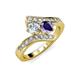 3 - Eleni 2.17 ctw (5.80 mm) Lab Grown Diamond and Iolite with Side Natural Diamond Bypass Ring 