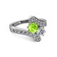 2 - Eleni 2.22 ctw (5.80 mm) Lab Grown Diamond and Peridot with Side Natural Diamond Bypass Ring 