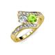 3 - Eleni 2.22 ctw (5.80 mm) Lab Grown Diamond and Peridot with Side Natural Diamond Bypass Ring 