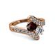 2 - Eleni 2.24 ctw (5.80 mm) Lab Grown Diamond and Red Garnet with Side Natural Diamond Bypass Ring 