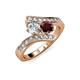 3 - Eleni 2.24 ctw (5.80 mm) Lab Grown Diamond and Red Garnet with Side Natural Diamond Bypass Ring 