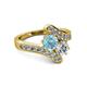 2 - Eleni 2.17 ctw (5.80 mm) Lab Grown Diamond and Aquamarine with Side Natural Diamond Bypass Ring 