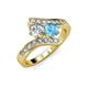 3 - Eleni 2.25 ctw (5.80 mm) Lab Grown Diamond and Blue Topaz with Side Natural Diamond Bypass Ring 