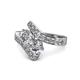 1 - Eleni 1.50 ctw (5.80 mm) Lab Grown Diamond and Lab Grown Diamond with Side Natural Diamond Bypass Ring 