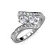 3 - Eleni 1.50 ctw (5.80 mm) Lab Grown Diamond and Lab Grown Diamond with Side Natural Diamond Bypass Ring 